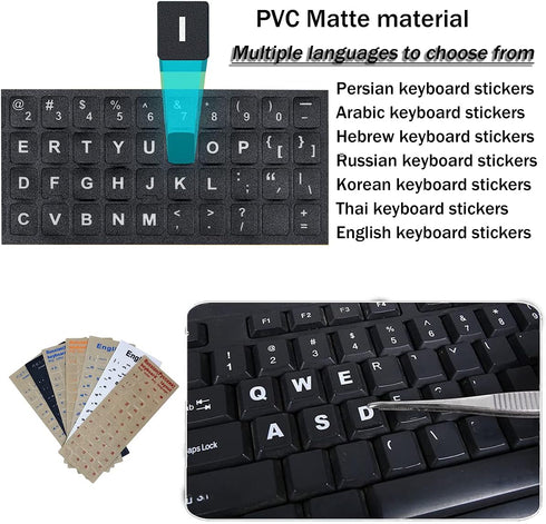 3 PCS Hebrew Keyboard Stickers,Black Background with White Lettering for Laptop Computer Notebook Desktop, Replacement Computer Keyboard Stickers...
